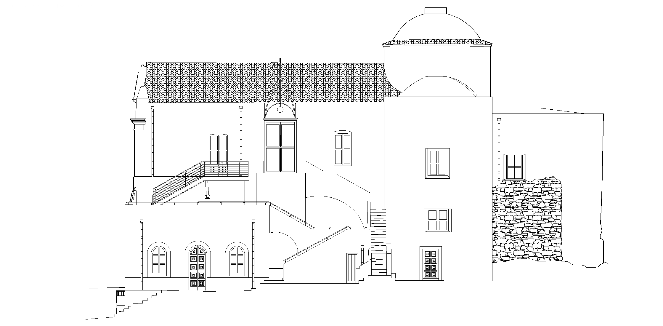 Restituzione CAD dell'edificio, elaborata dal rilievo laser scanner